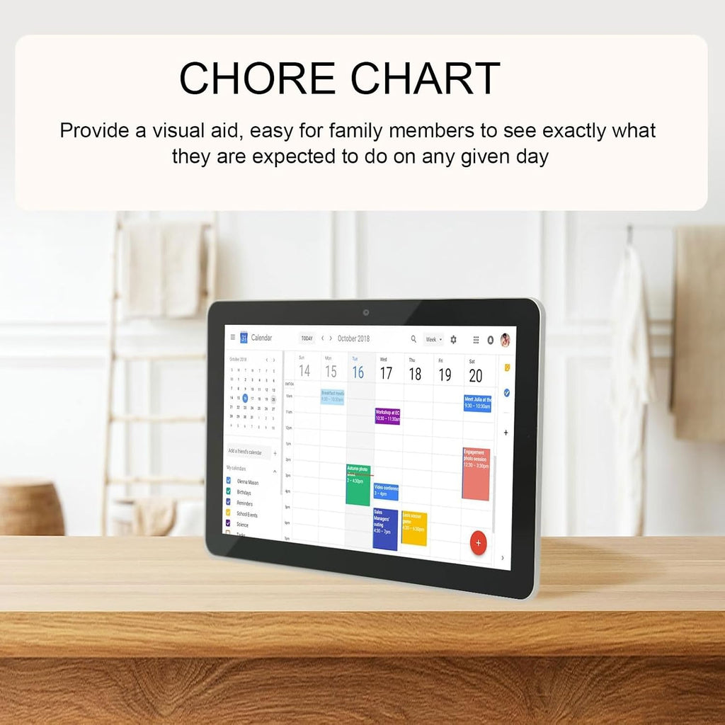 15.6 Inch Digital Calendar, Touch Screen Display, Smart Home Controller, Family Chore Chart, with Aluminum Alloy Stand, Video Call Photo Frame (US Plug)