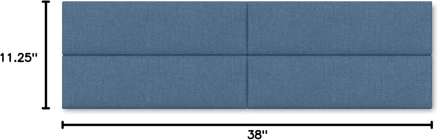 Jaxx Panelist Modern Padded Headboard – Set of 4 Wall Mounted Panels (Each 11.25' x 38') - King, Petrol Blue Microvelvet