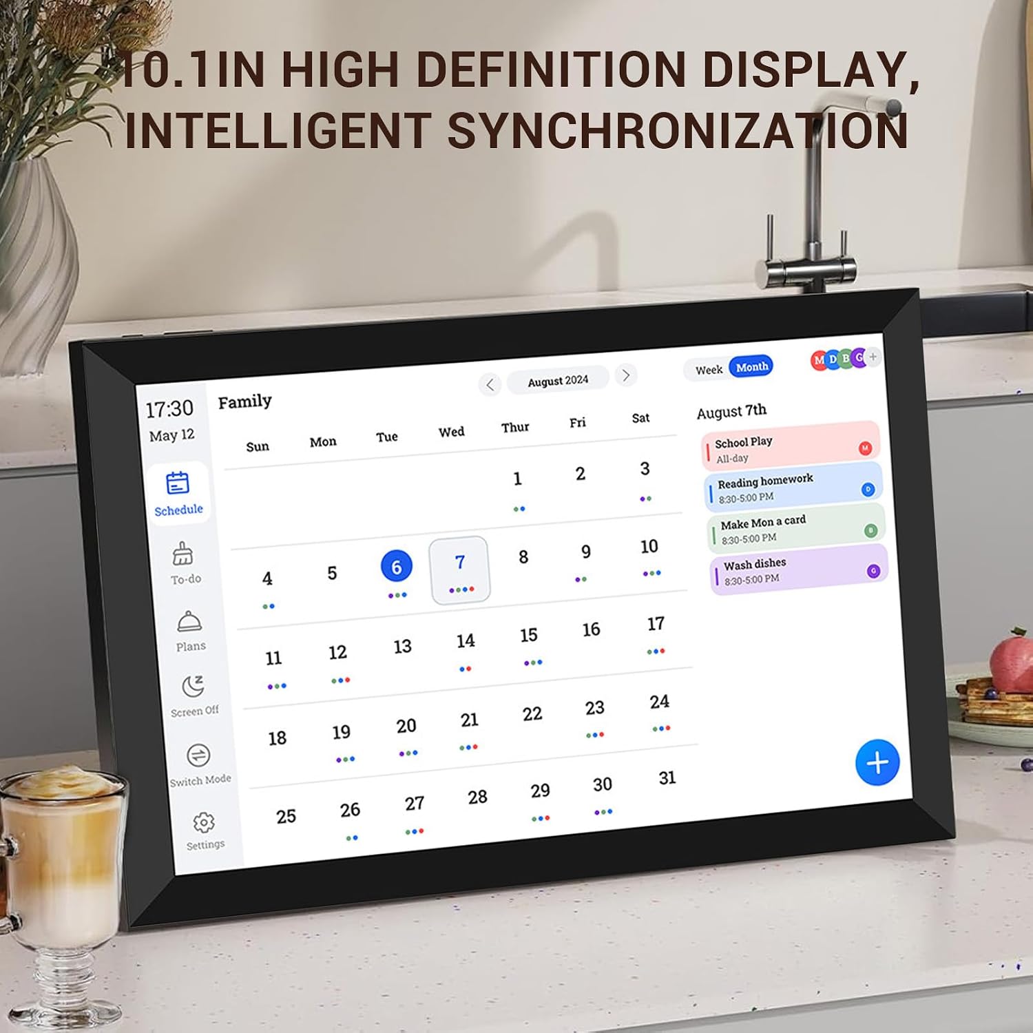 LICAEVEY 10.1 Inch Smart Digital Calendar, HD Touchscreen Family Planner with Chore Chart & Photo Frame, WiFi Connected for Home Office Use