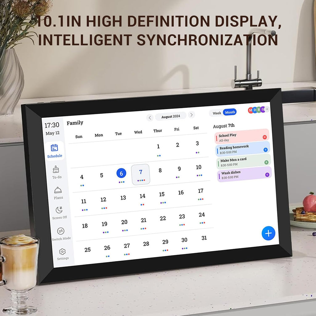 Sorandy 10.1 Inch Smart Digital Calendar, HD WiFi Touchscreen Interactive Display Smart Family Planner with Meal Plan Chore Chart Electronic Photo Frame for Family Office Schedules