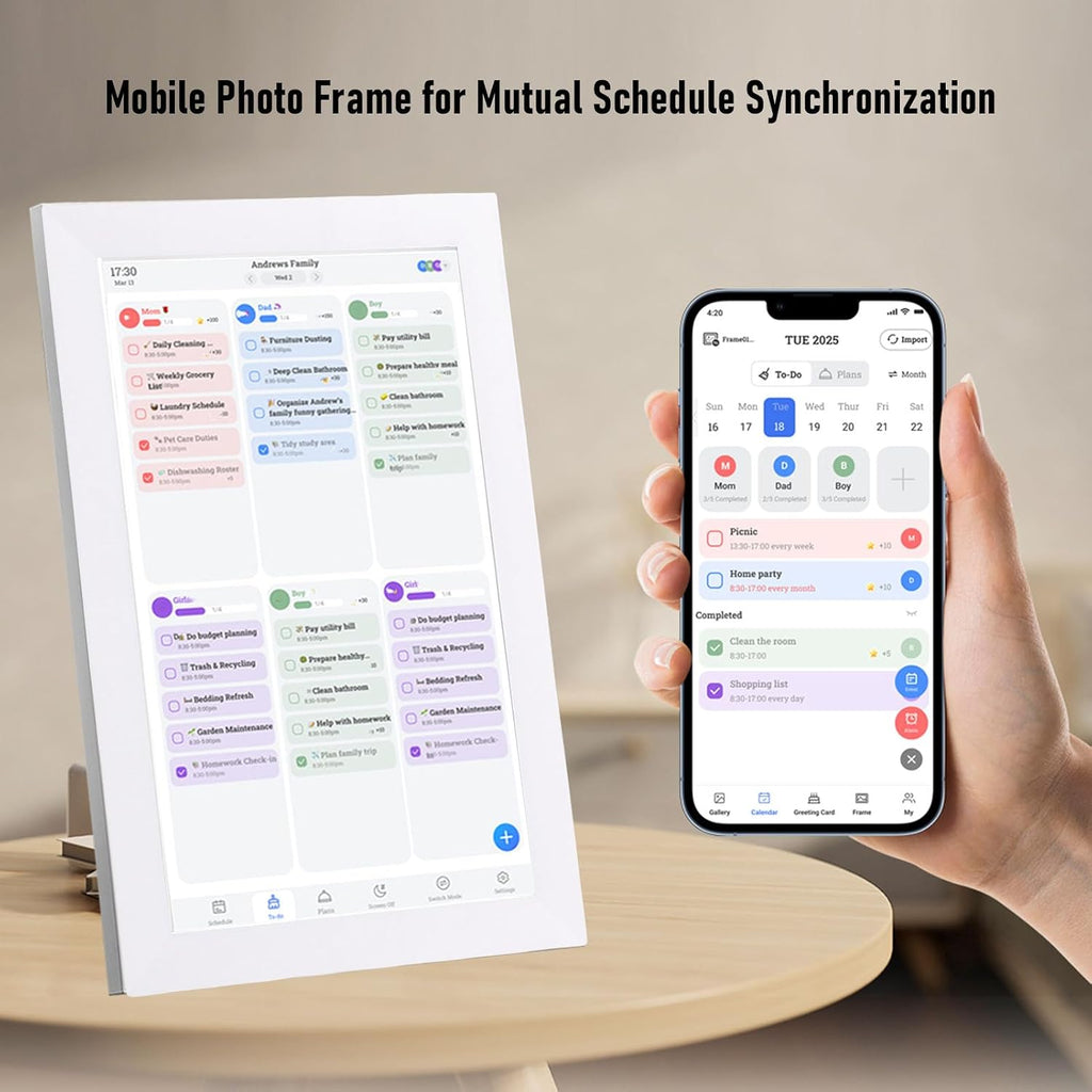 13.3 Inch WiFi Touchscreen Digital Calendar, AI Portrait Restoration Meal Planning Smart Family Planner Display, Digital Calendar for Kitchen Wall Home Office