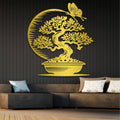 Maclou Japanese Metal Wall Art,Bonsai Tree Metal Wall Art,Asian Wall Decor for Bedroom,Living Room,Office (Gold,30' x 27' / 76 x 68 cm)