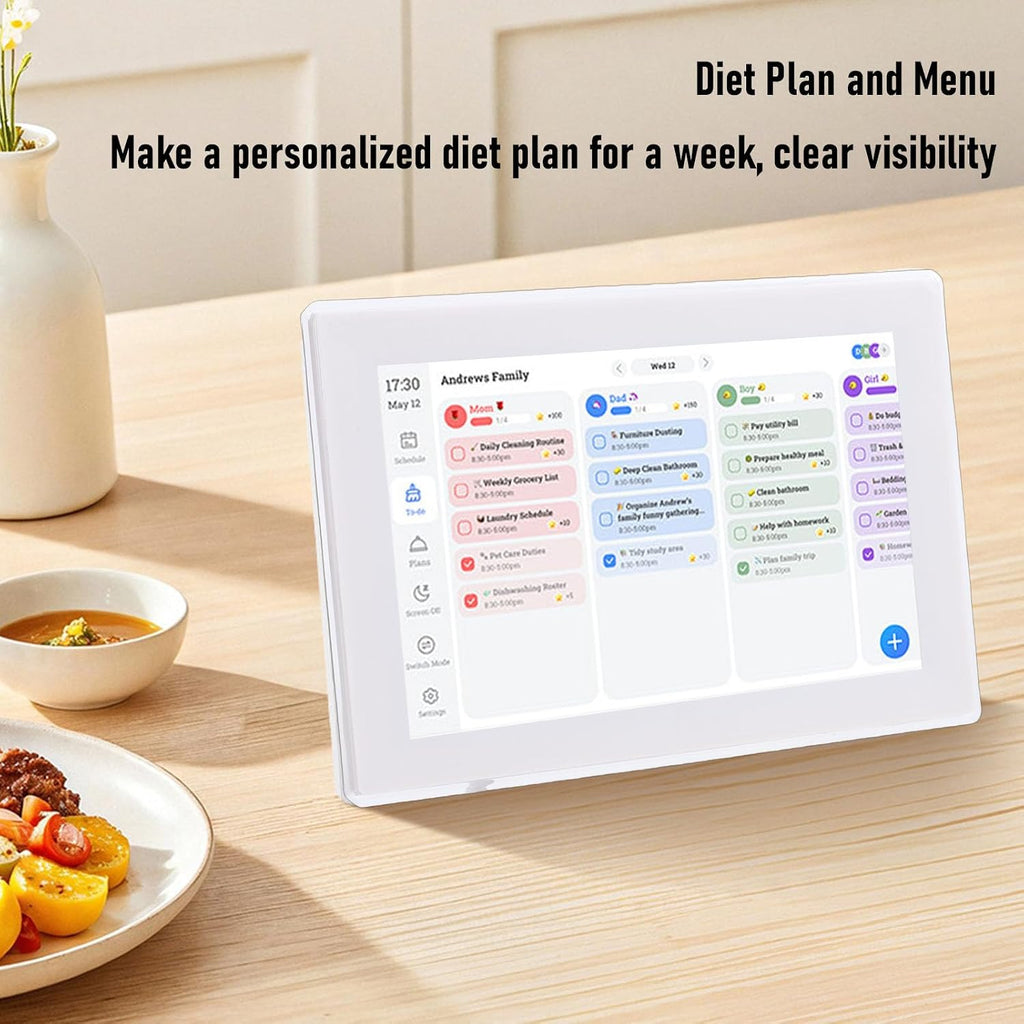 Zunate Smart Digital Calendar 10.1 Inch Touchscreen Display, WiFi Interactive Family Planner and Digital Photo Frame, 1GB RAM 32GB Storage, Scheduling | White (US Plug)