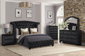 Full 5 Pc Upholstery Bedroom Set Made with Wood in Black