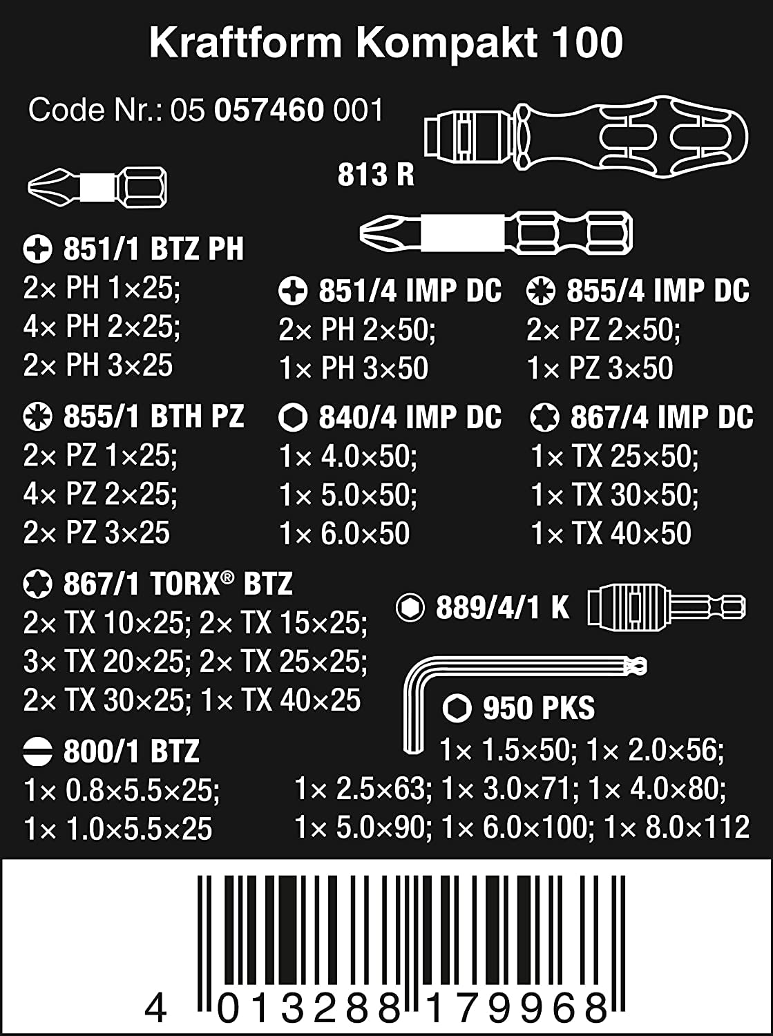 Wera 5057460001- Kk 100 52 Pc Very Compact Pouch Set Metric