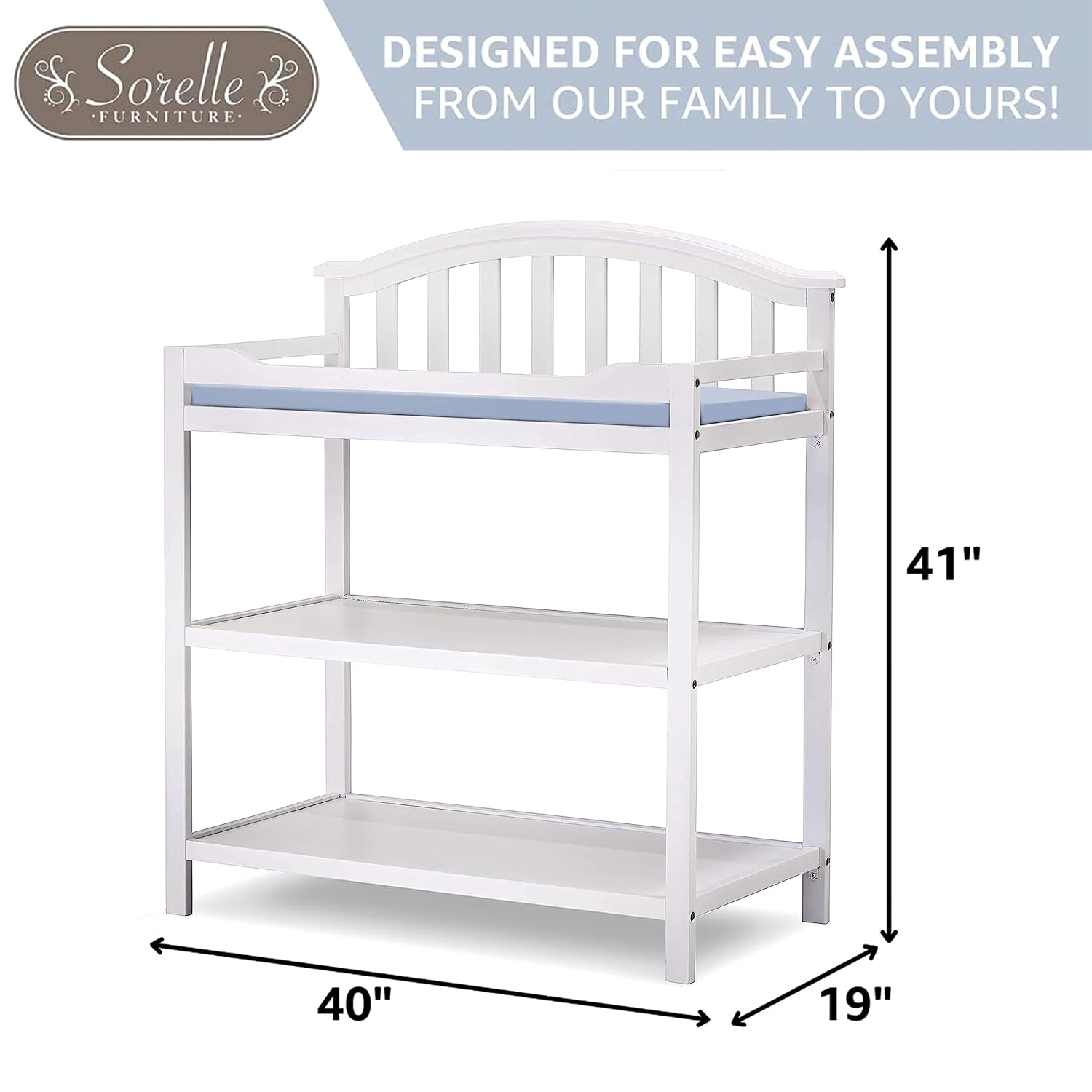 Sorelle Furniture Berkley Baby Dresser – Dresser for Nursery, Kids Bedroom Furniture, Dresser Drawers, Nightstand for Child's Room with Drawers, Nursery Furniture for Infant -White