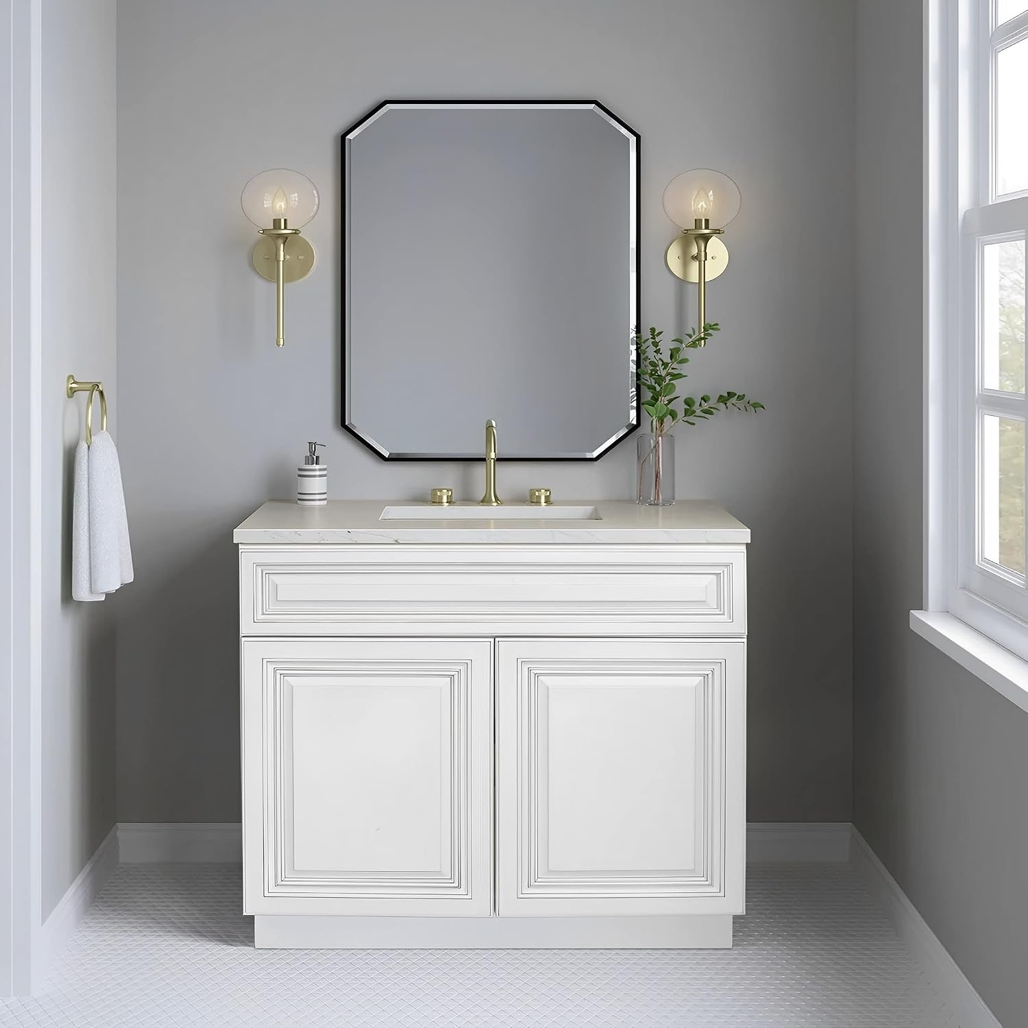 36' Antique White Bathroom Vanity Base – Ready-to-Assemble Sink Cabinet, Freestanding Bathroom Vanity Base Only, No Top or Sink
