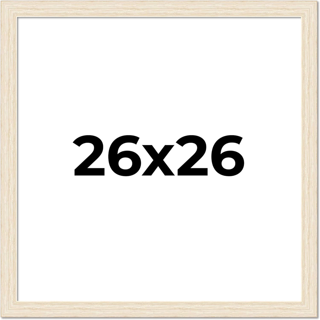 26x26 Frame Barnwood White Solid Wood Picture Frame Width 1.5 Inches | Interior Depth 0.5 Inches | Whitewashed Distressed Frame with UV Acrylic, Foam Board Backing & Hanging Hardware