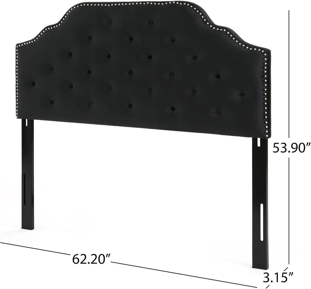 Christopher Knight Home Silas Velvet Headboard, Queen / Full, Black / Black