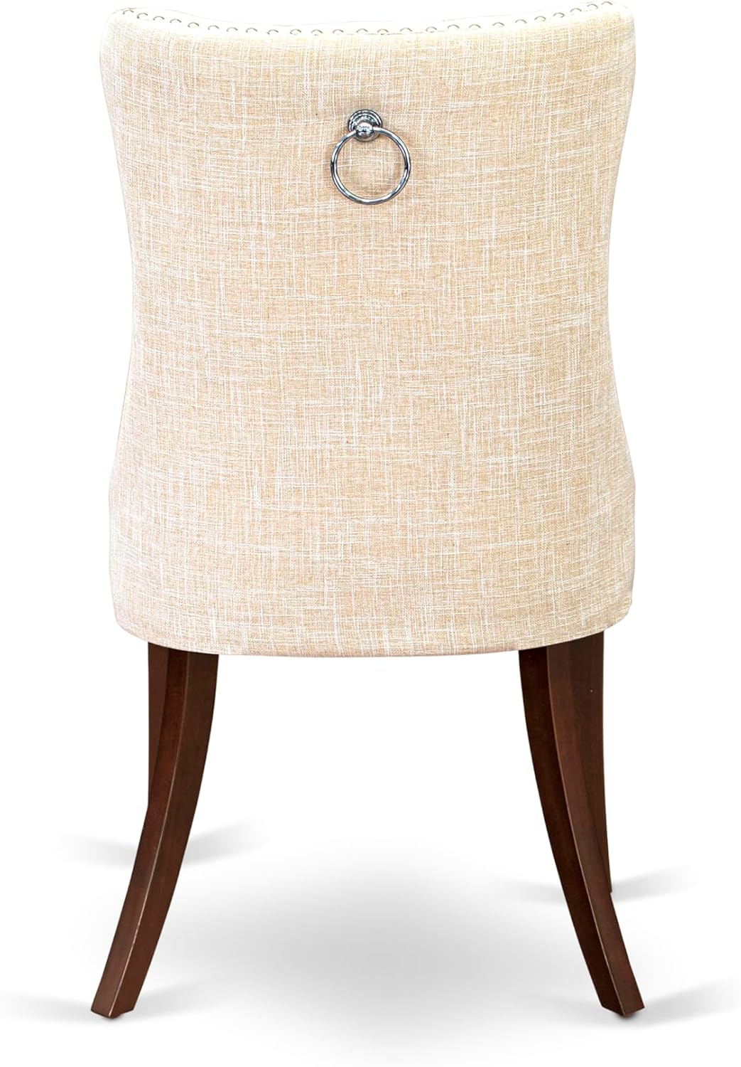 East West Furniture HLDA3-MAH-32 3 Piece Dining Set Consists of a Round Kitchen Table with Pedestal and 2 Polyester Fabric Upholstered Parson Chairs, 42x42 Inch, Mahogany