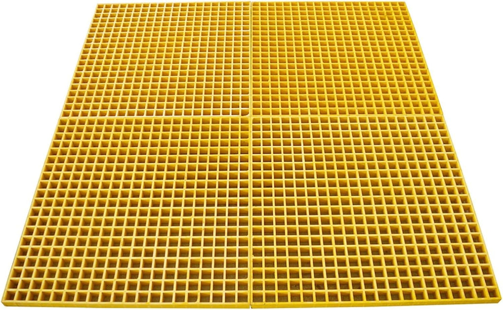 2.6ft*2.6ft Fiberglass Grating 1.5'' Thickness Yellow Car Wash Grille Square FRP Floor Grid for Floors Outdoor Drain Cover (1 PC)