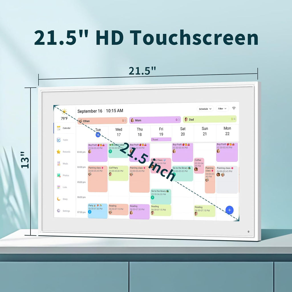 Canupdog Digital Calendar, 21.5 Inch Electronic Calendar Chore Chart & Wall Planner, IPS HD Touchscreen Interactive Display for Family Schedules Gifts for Women Mom