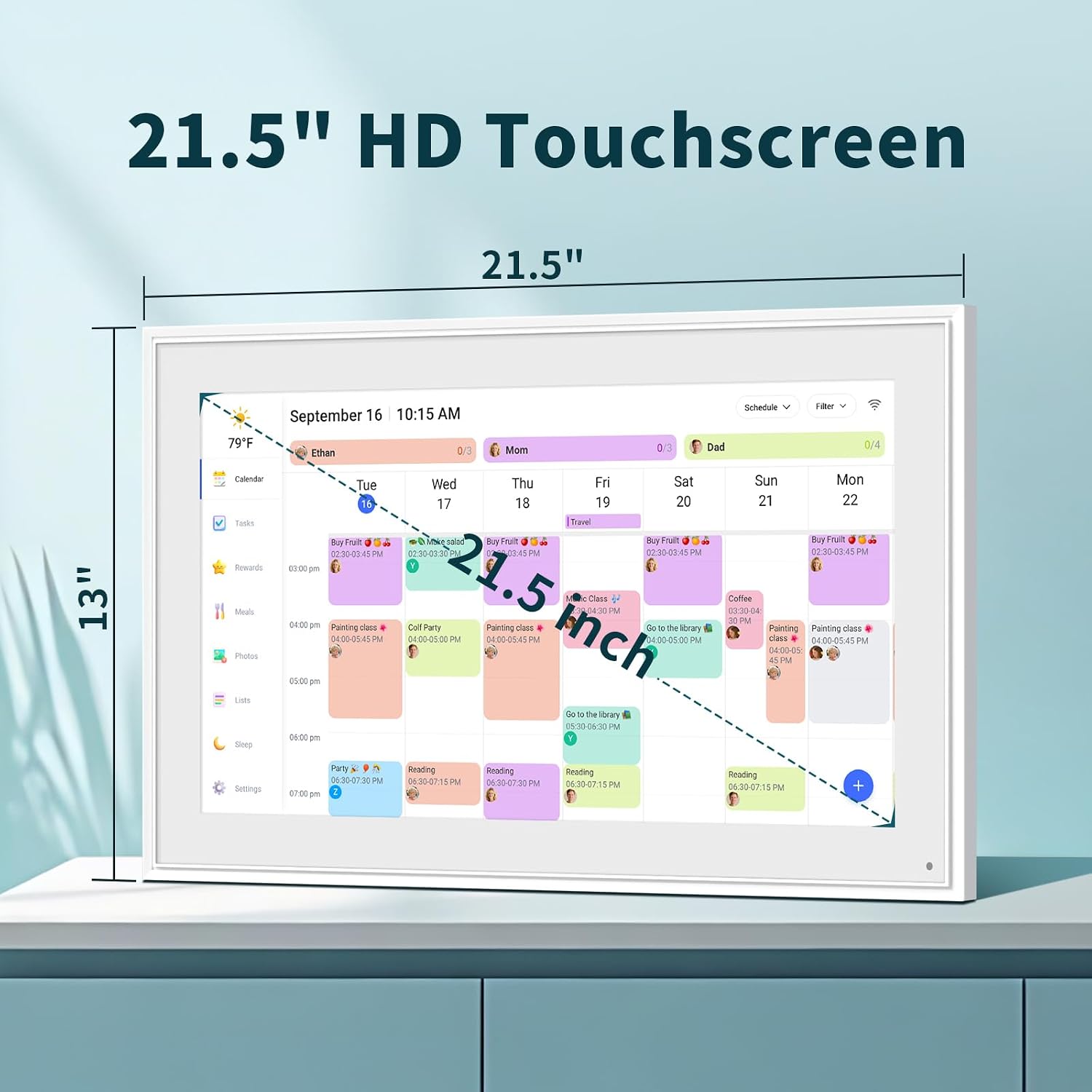 Canupdog Digital Calendar, 21.5 Inch Electronic Calendar Chore Chart & Wall Planner, IPS HD Touchscreen Interactive Display for Family Schedules Gifts for Women Mom