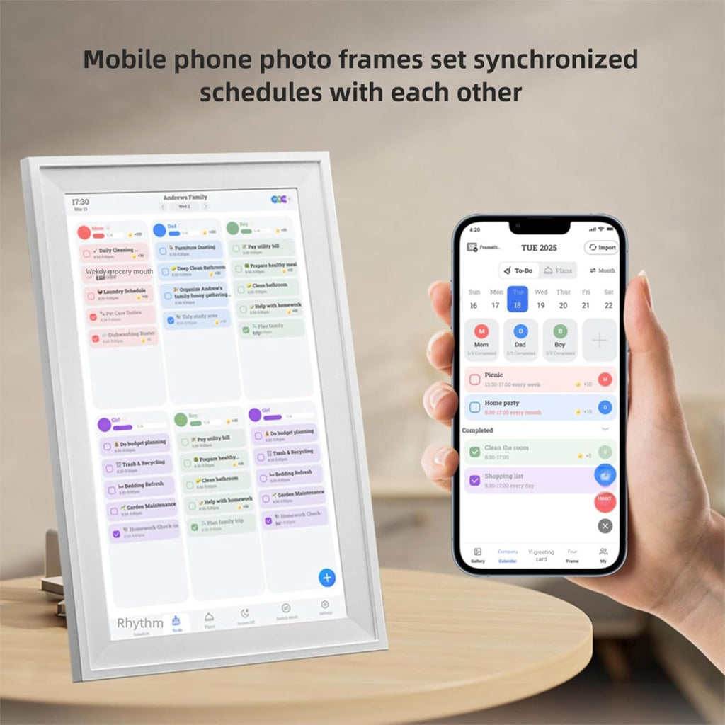 Smart Digital Calendar, 10.1 Inch HD Touchscreen WiFi Dual Band 5G Digital Picture Frame Interactive Family Calendar Planner with APP for Home Great for Schedules Planner (US Plug)