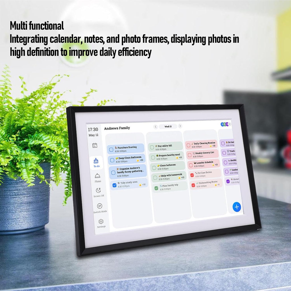 10.1 Inch Smart Digital Calendar Planner & Chore Chart, HD Touchscreen Interactive Display, Smart Family Planner, Digital Picture Frame for Seamless Scheduling (US Plug)