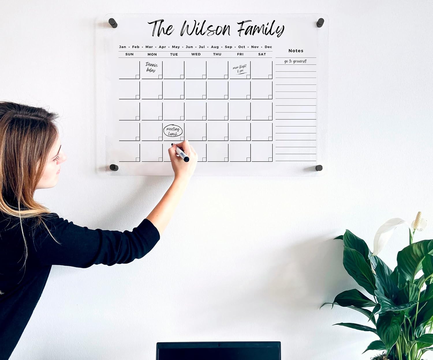 Oversize Acrylic Premium Calendar for Wall - Home Office Monthly Glass - Customizable Thick Clear Dry Erase Board - Calendar 2026 Dry Erase Planner (40x28'' (XLarge))