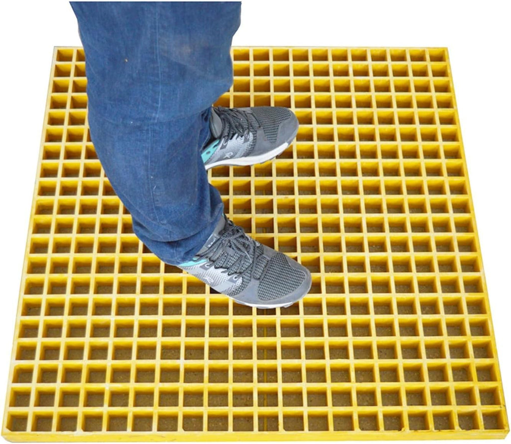 2.6ft*2.6ft Fiberglass Grating 1.5'' Thickness Yellow Car Wash Grille Square FRP Floor Grid for Floors Outdoor Drain Cover (1 PC)