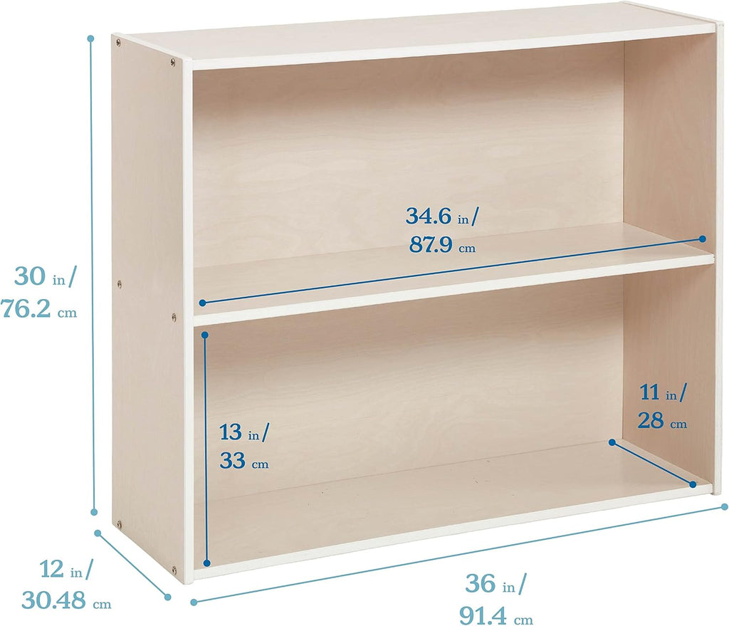 ECR4Kids Birch Streamline 2-Shelf Storage Cabinet, 30in High, Classroom Furniture, White Wash