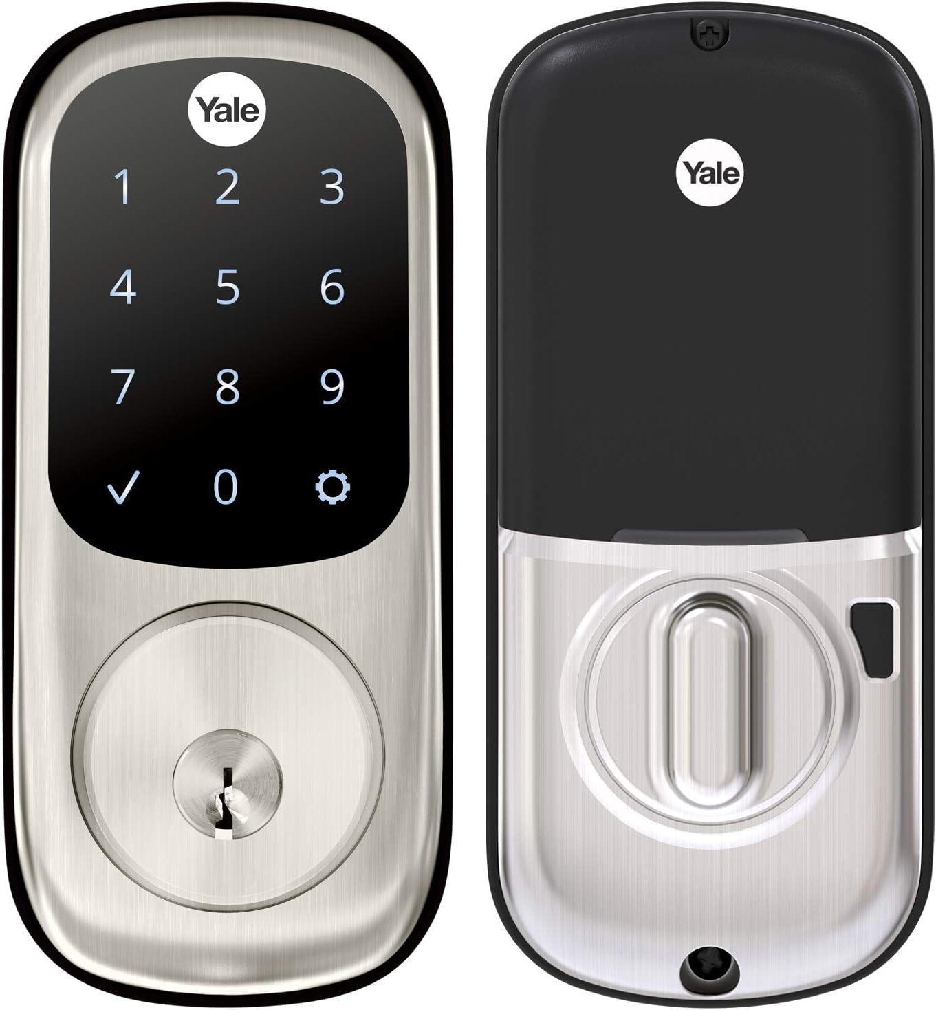 Yale Security Assure Lock Deadbolt, Satin Nickel Wi-Fi Connected Smart Lock with Back-Up Key and Digital Touchscreen Keypad for Code Entry and Remote Access, ‎YRD226-CBA-619