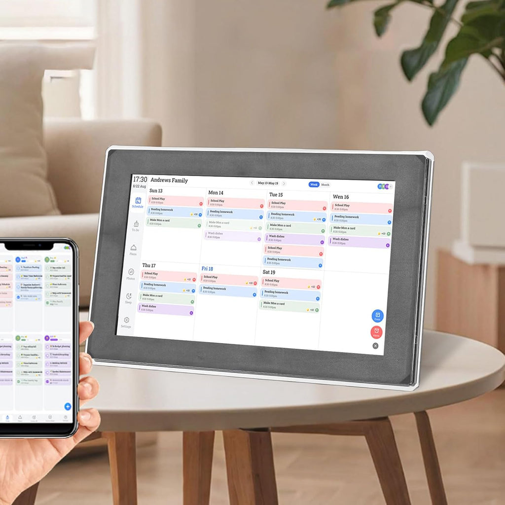 Bewinner Digital Calendar, 10.1 Inch Wall Planner Electronic Calendar & Chore Chart, WiFi Smart Touchscreen Interactive Display for Family Schedules, Auto Rotate, APP Control (US Plug)