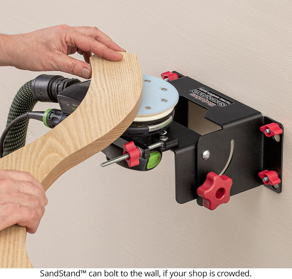 Woodpeckers SandStand Tilting Sander Base, Turns Palm Sanders & Orbital Sanders into Stationary Woodworking Sander, Fits Most 5' & 6' Roundish Sanders