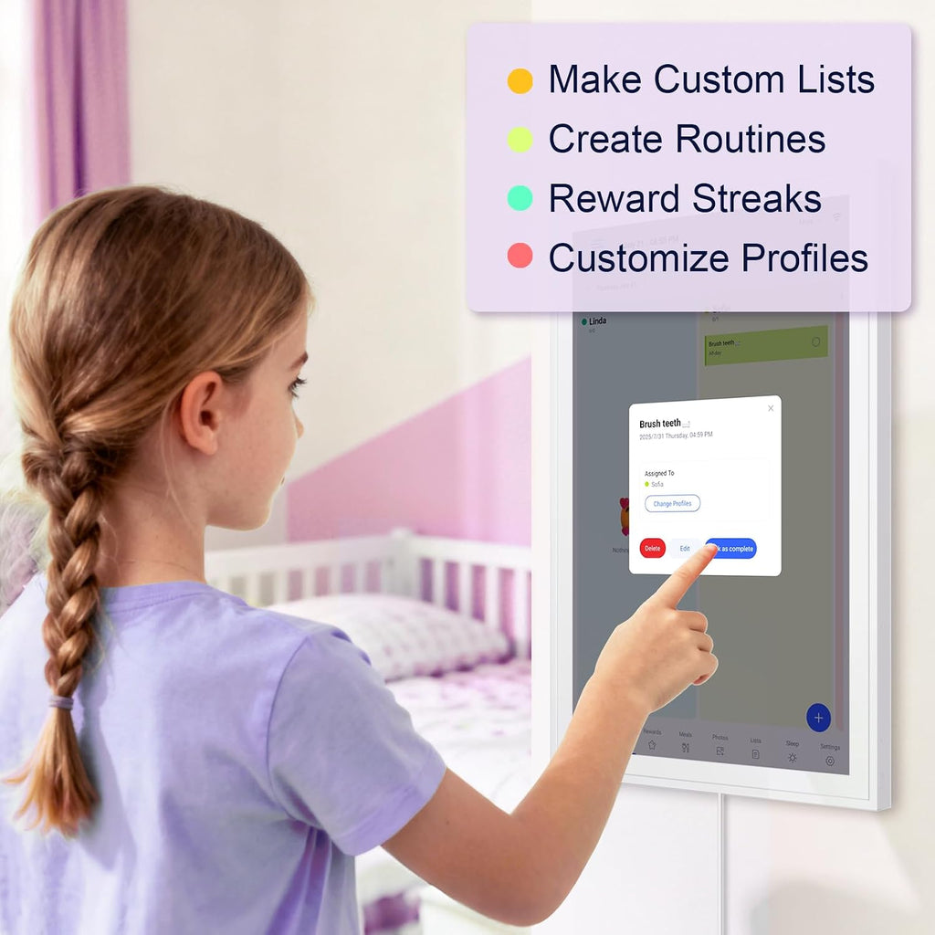 Digital Calendar, Smart WiFi Electronic Calendar&Chore Chart, IPS Touch Screen HD Display for Family Schedules, Share Moments Instantly from Anywhere (14)