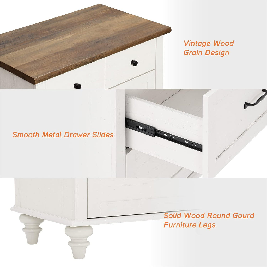 WAMPAT Off White Dresser for Bedroom with 5 Drawers, Tall Kids Dressers with Wide Chest of Drawers, Mid Century Modern Wooden Closet Storage Organizer, Samll Dressers for Living Room, Nursery, Hallway