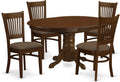 East West Furniture KEVA5-ESP-C 5 Piece Kitchen Table & Chairs Set Includes an Oval Dining Room Table with Butterfly Leaf and 4 Linen Fabric Upholstered Chairs, 42x60 Inch, Espresso