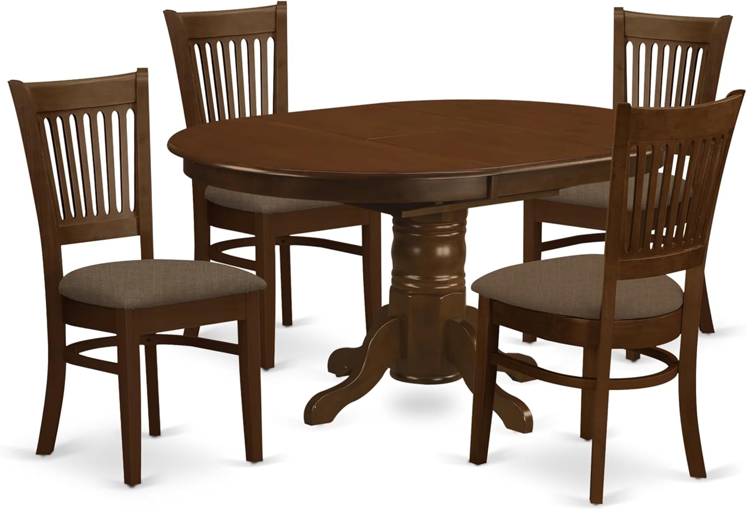East West Furniture KEVA5-ESP-C 5 Piece Kitchen Table & Chairs Set Includes an Oval Dining Room Table with Butterfly Leaf and 4 Linen Fabric Upholstered Chairs, 42x60 Inch, Espresso