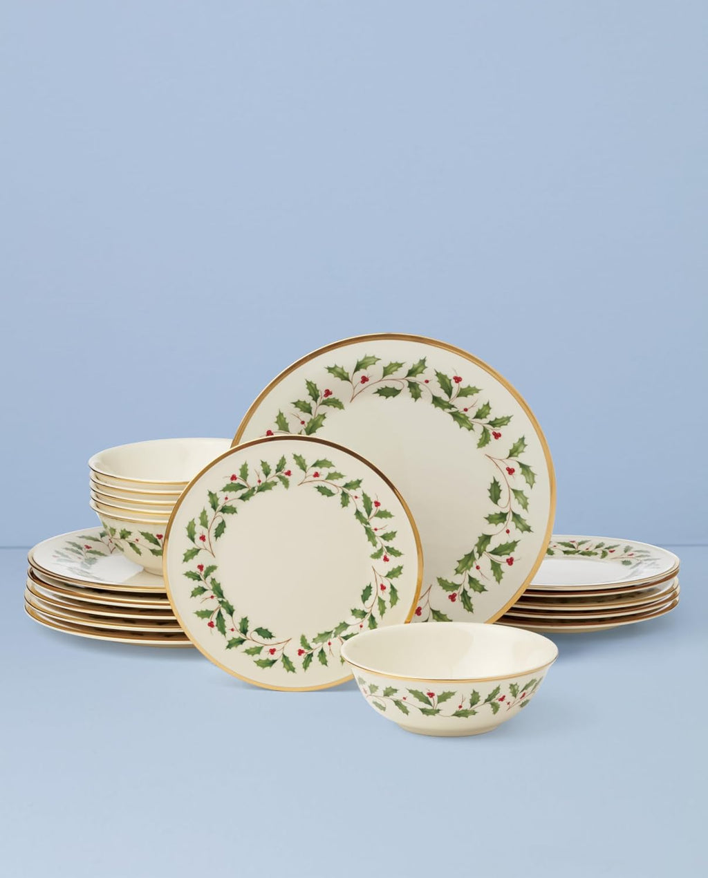 Lenox Dinnerware Set, Holiday 18-Piece Dinnerware Set, Service For 6, Porcelain Material, Dishwasher Safe, Home, Bowls, Dish Sets, Dinner Dishes, Plates And Bowls, Kitchen And Dining(Ivory, 18 Pieces)
