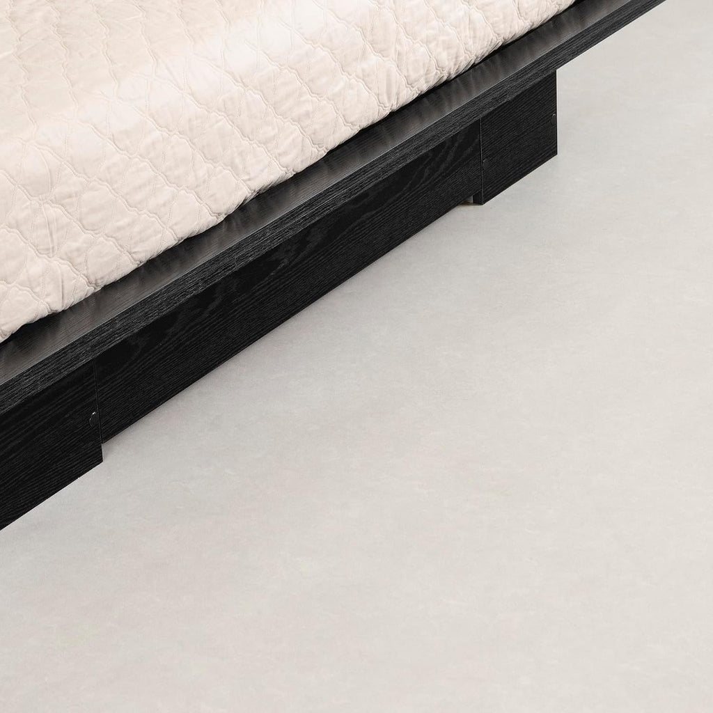 South Shore Primo Platform Bed and Headboard Set, Full/Queen, Black Oak
