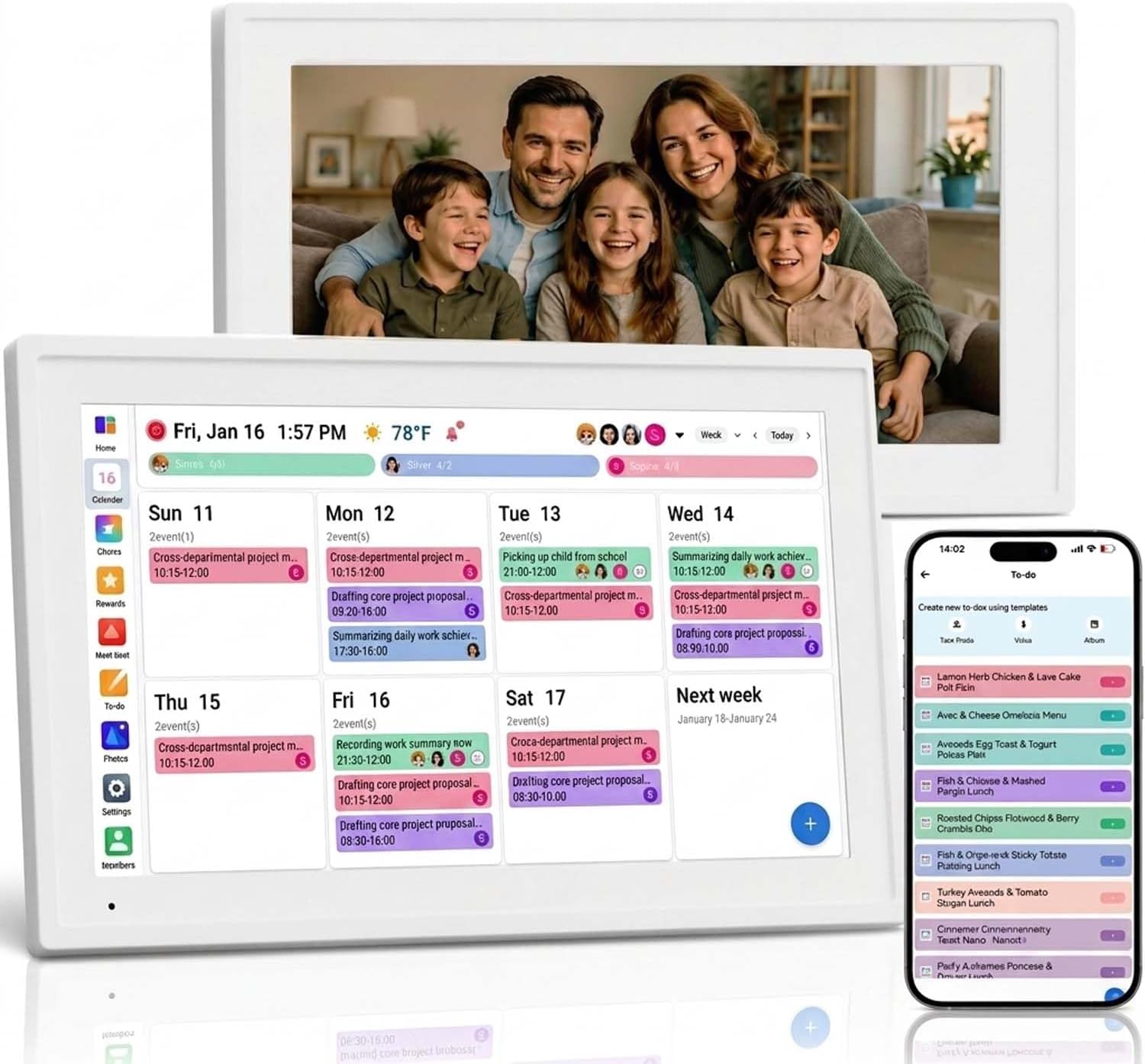 Digital Calendar Family Planner, 15.6', No Subscription | Sync Google, Apple & Outlook calendars with 64GB storage, 8-core CPU, IPS Touchscreen for wall or desk electronic calendar