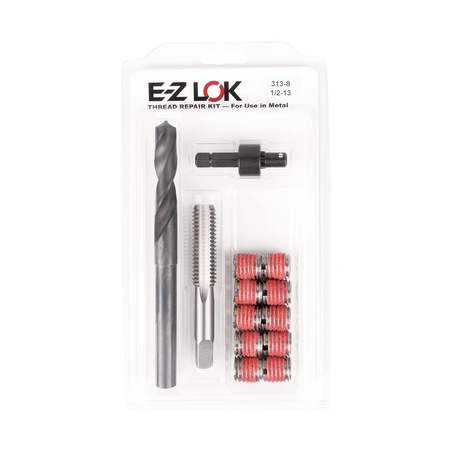 E-Z LOK Metal Thread Repair Kit Tool and Stainless Steel Threaded Inserts Thin Wall 1/2-13 x 5/8-18