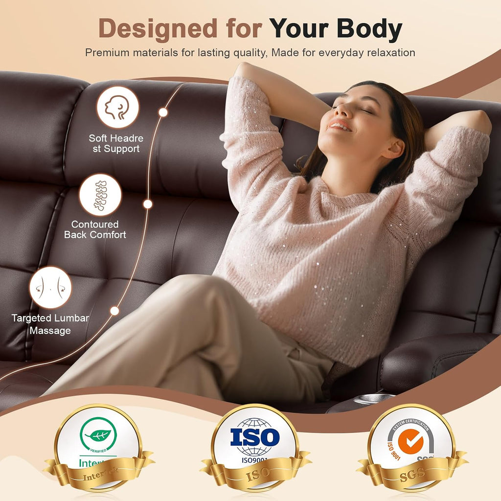 Loveseat Recliner, Oversized Reclining Loveseat, Massage Reclining Sofa With USB & Type C Port & Storage & Cup Holders, Recliner Couch, RV Wall Hugger Recliners Loveseat for Living Room & RV Camper