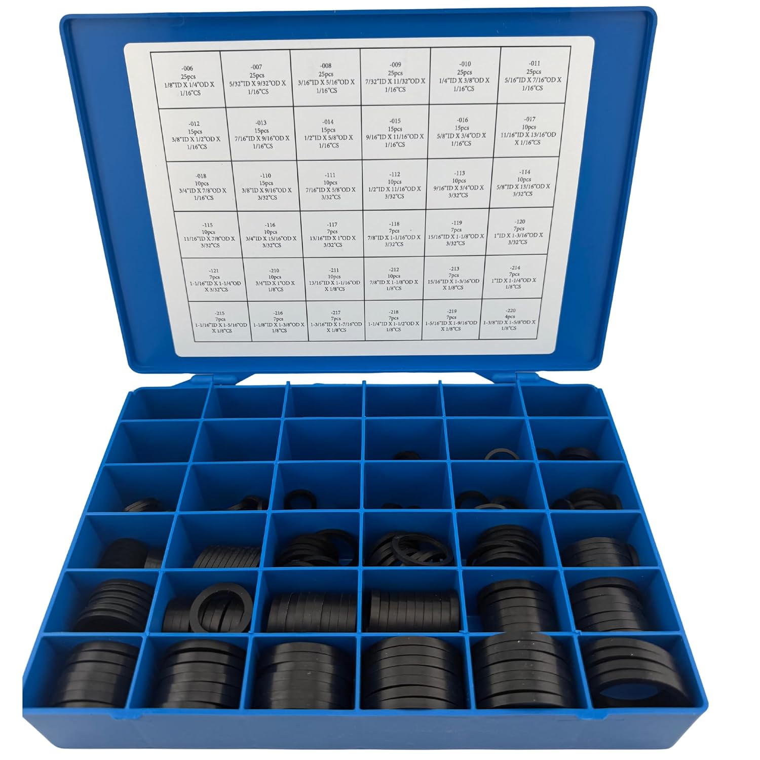Stone River Products Industrial Square Buna-N Duro 70 Kit – 436 Pieces, 36 Sizes (Lathe Square Cut Washer Rings/O-Rings)