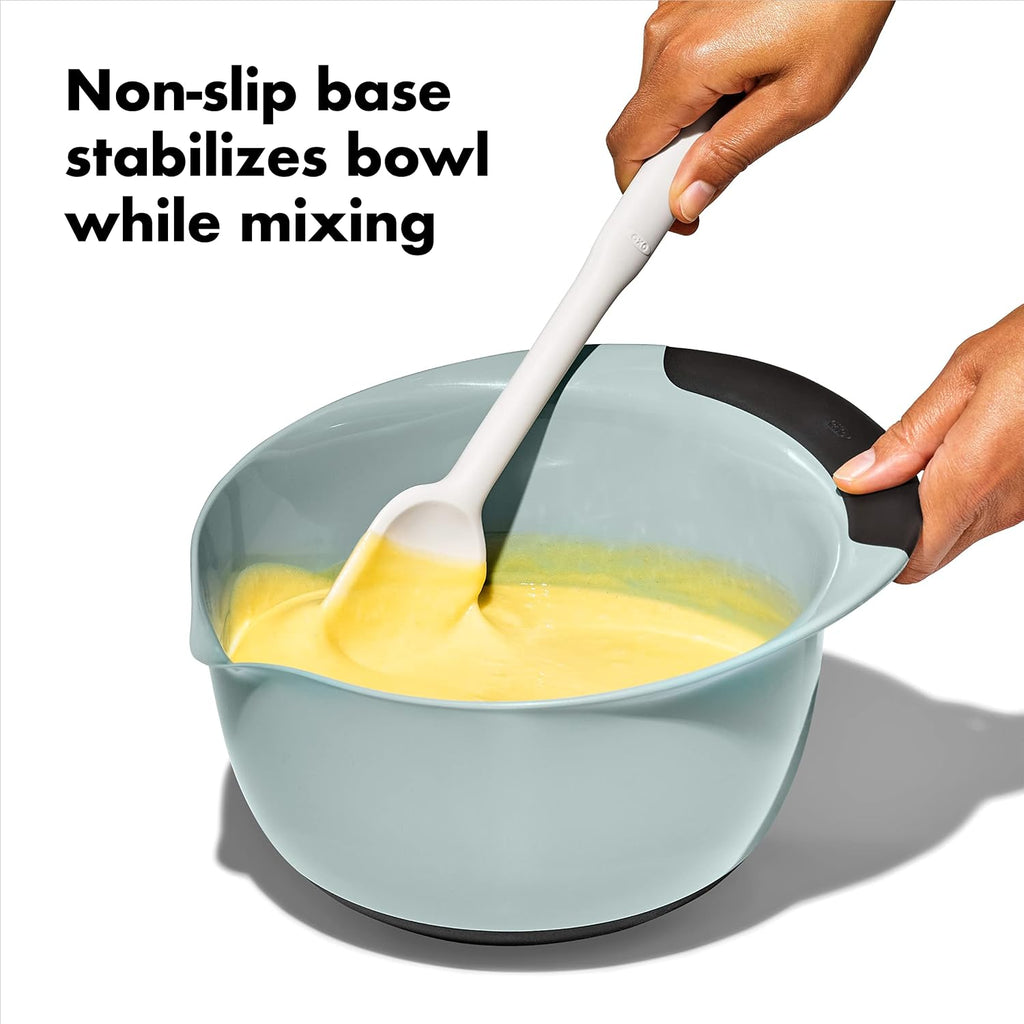 OXO Good Grips 3-Piece Plastic Mixing Bowl Set - Cadet Blue,Tower Gray,Jade,Small,Medium,Large,(Pack of 4)