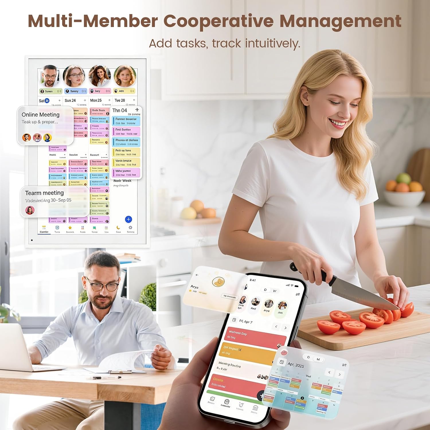 15.6' Digital Calendar, Electronic Calendar with Chore Chart & Meal Planner – Interactive Touchscreen, Smart Family Planner, Digital Picture Frame Best Gifts for Christmas, Wedding, Mom