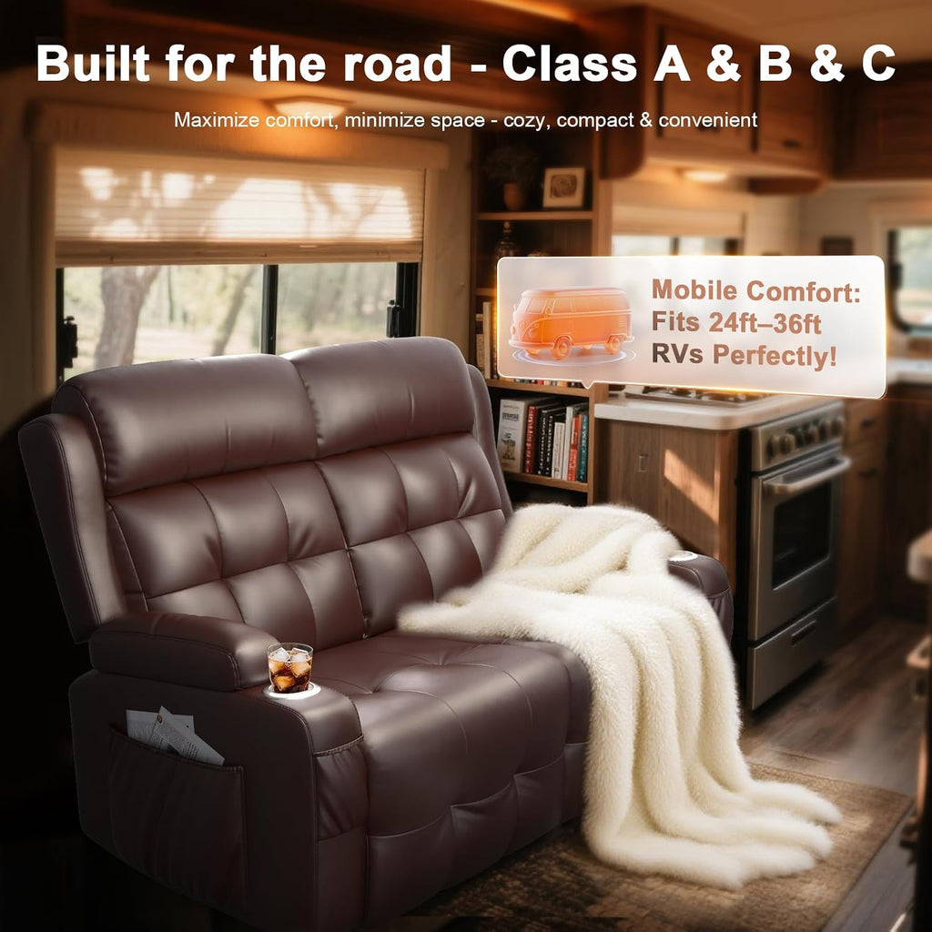 Loveseat Recliner, Oversized Reclining Loveseat, Massage Reclining Sofa With USB & Type C Port & Storage & Cup Holders, Recliner Couch, RV Wall Hugger Recliners Loveseat for Living Room & RV Camper