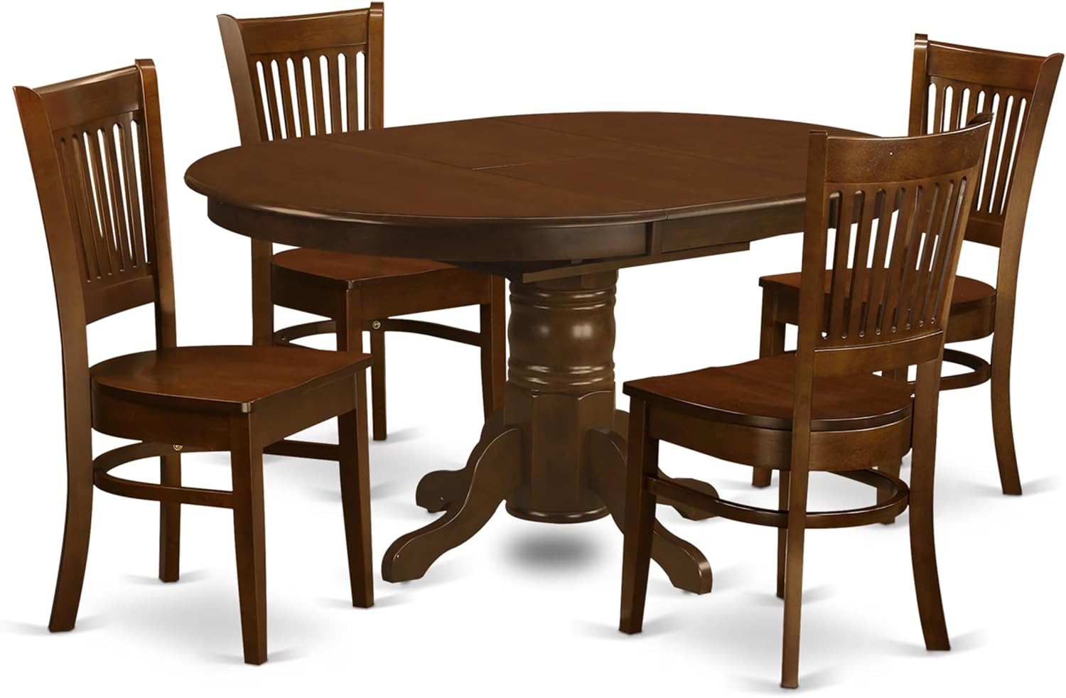 East West Furniture KEVA5-ESP-W 5 Piece Kitchen Table Set for 4 Includes an Oval Dining Table with Butterfly Leaf and 4 Dining Room Chairs, 42x60 Inch, Espresso