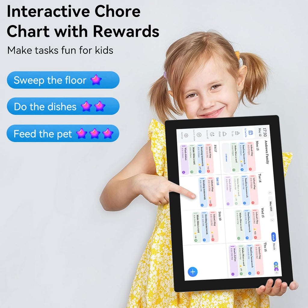 VBESTLIFE Smart Digital Calendar, 15.6 Inch Full HD Touch Screen Family Planner with Interactive Chore Chart & WiFi Sync, for Seamless Scheduling (Black)