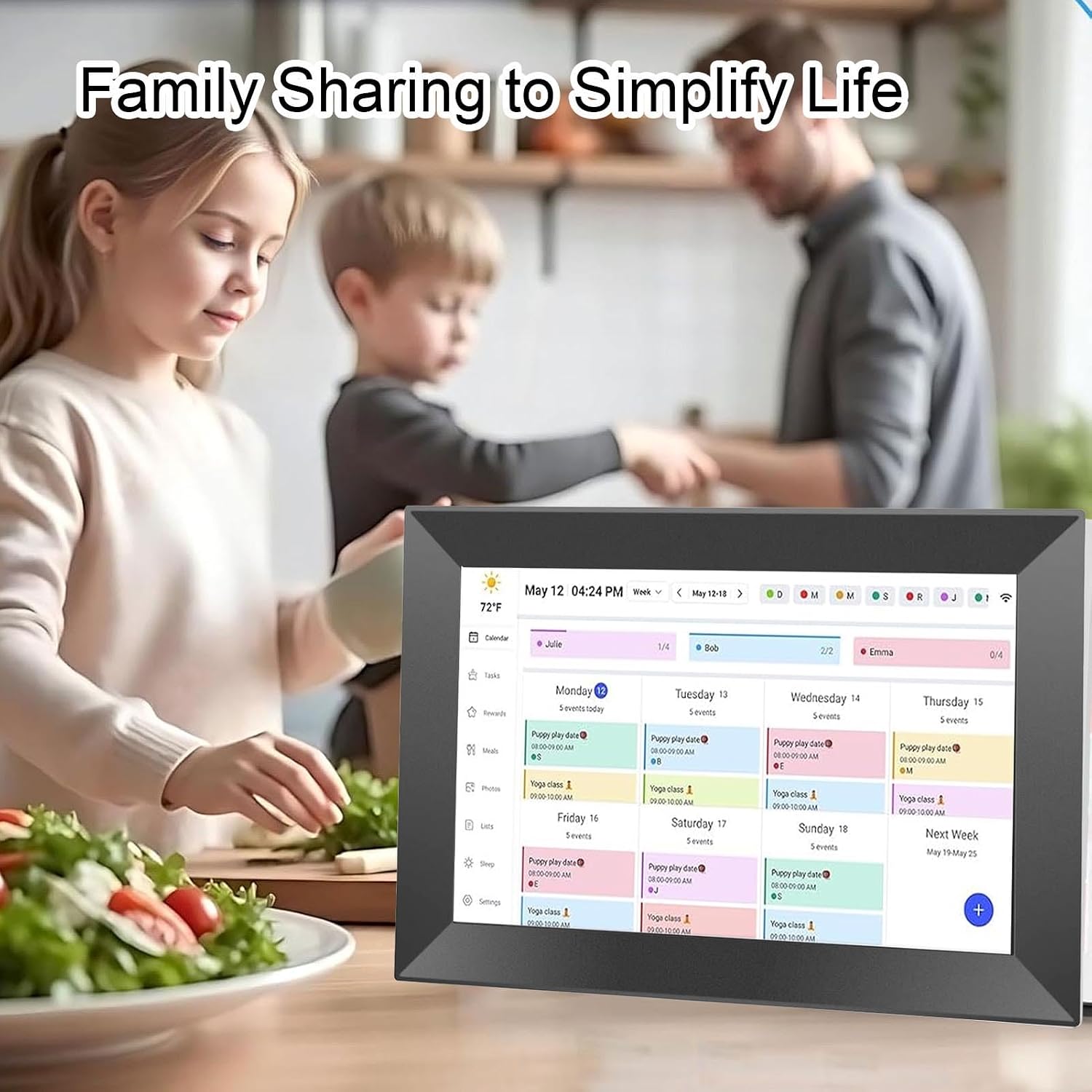 Jiawu 10.1 Inch Smart Digital Calendar, HD Touchscreen Family Planner with Interactive Chore Chart and Meal Planner, Two Way Sync, Electronic Picture Frame Share Moments (US)