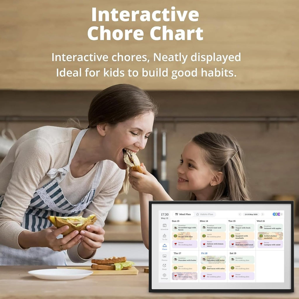 VBESTLIFE 15.6in Digital Calendar Chore Chart, 1080P HD Interactive Touchscreen, Smart Family Planner, Digital Calendar Wall & Desk Mountable (US)