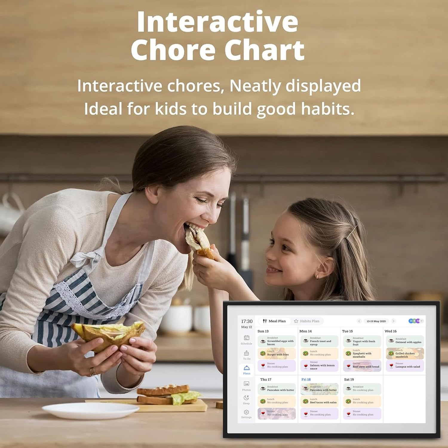 VBESTLIFE 15.6in Digital Calendar Chore Chart, 1080P HD Interactive Touchscreen, Smart Family Planner, Digital Calendar Wall & Desk Mountable (US)