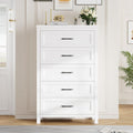 Jocoevol 5 Drawer Dresser for Bedroom - Farmhouse 44.9' Tall Chest of Dresser with Large Storage, Rubst Wood Construction for Living Room, Hallway & Entryway - White