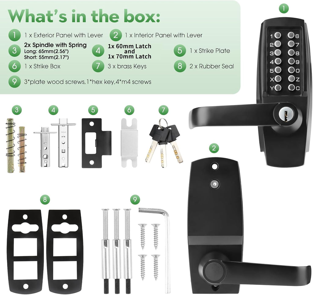 GB2024 Gate Lock Box Steel Gate Boxf for ANNFUZ Mechanical Keyless Entry Door Leve with Handle,Combination Keypad Code Door Lever Lock - for Metal Gates and Fence (NOT for Aluminum) - 2 3/