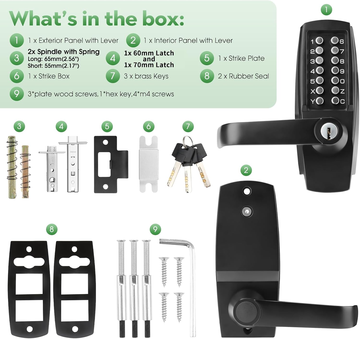 GB2024 Gate Lock Box Steel Gate Boxf for ANNFUZ Mechanical Keyless Entry Door Leve with Handle,Combination Keypad Code Door Lever Lock - for Metal Gates and Fence (NOT for Aluminum) - 2 3/