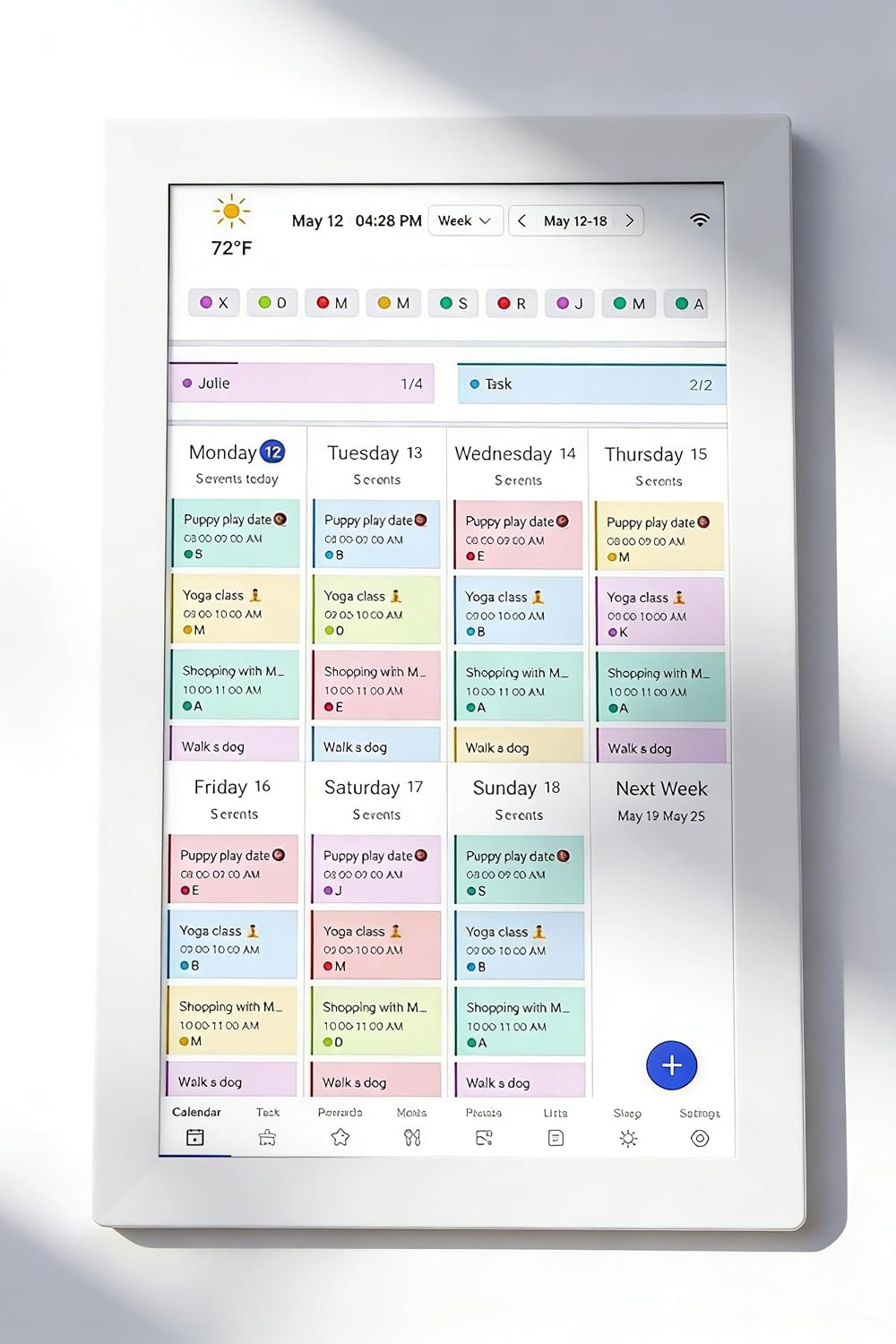 Smart Digital Calendar 15.6 Inch, WiFi Interactive Touchscreen Display, Electronic Family Organizer Wall Mount or Desktop, with APP Control, Sync with 32GB Photo Frame (White)