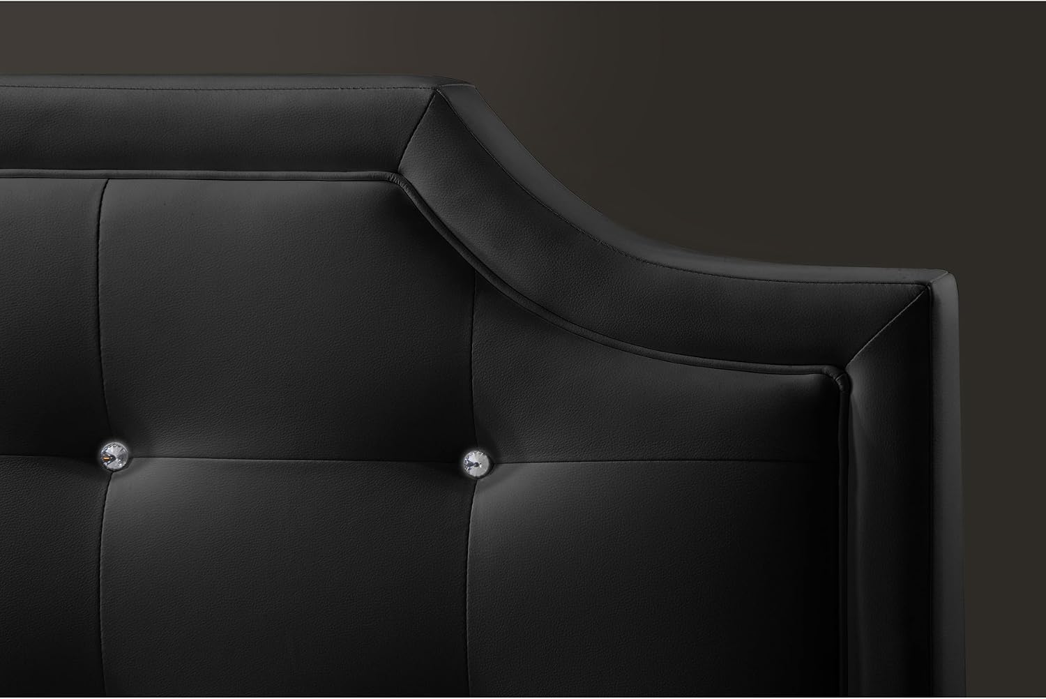 Baxton Studio Carlotta Modern Bed with Upholstered Headboard, Black, 47.5' x 63.58' x 88.6'