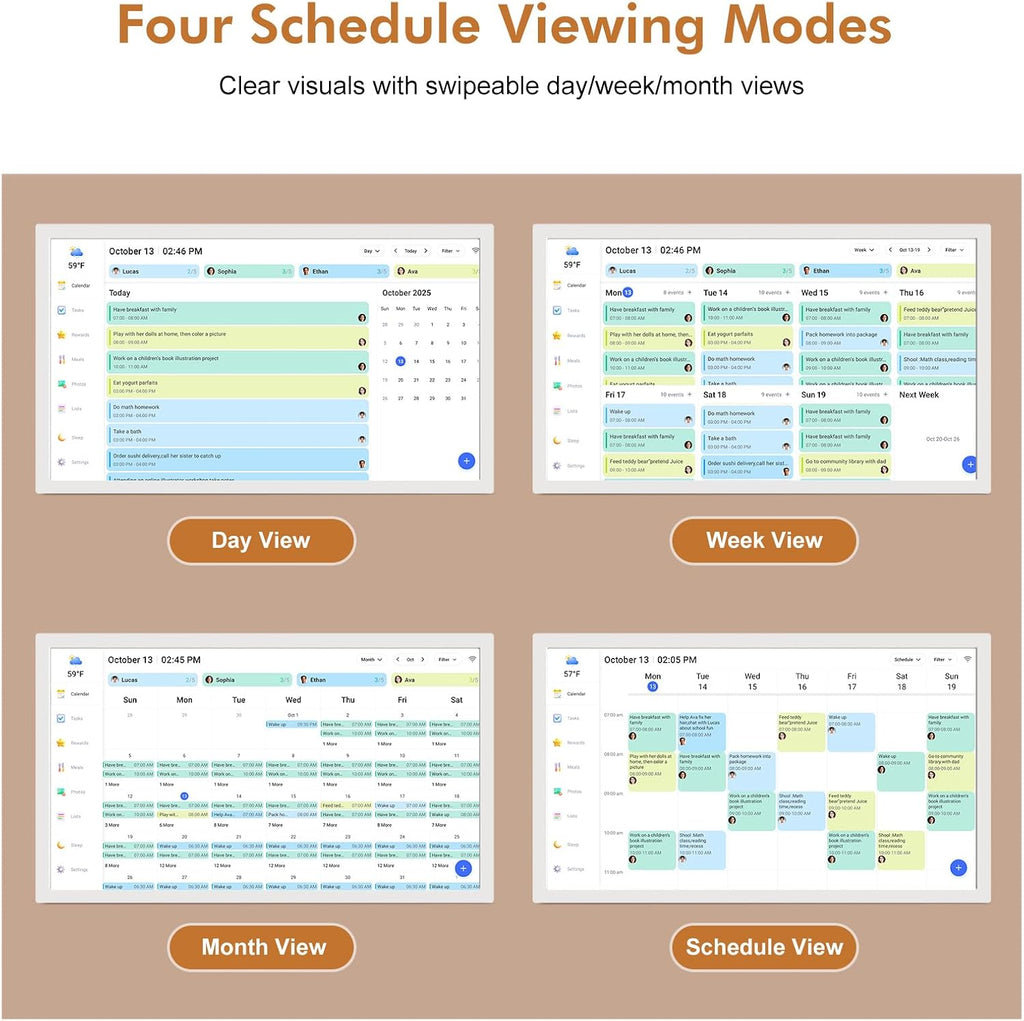 24' Digital Wall Calendar Chore-Chart-for-Planner - Touchscreen Display Smart Calendar for Family Monthly/Weekly Planner, To Do List Notepad, Streamline Household Organization, Desk Mount Included