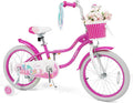Olakids Kids Bike, 12 14 16 18 20 Inch Mermaid Theme Girls Bicycle with Training Wheels Basket Adjustable Seat and Handlebar Dual Brake